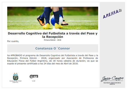 Certificado de Desarrollo Cognitivo del Futbolista