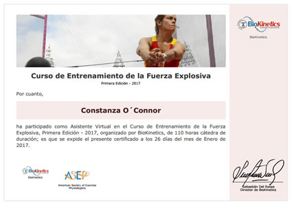 Certificado de Entrenamiento de la Fuerza Explosiva