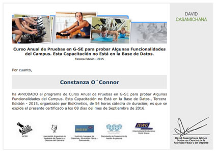 Certificado Final de Asistencia de Curso de Intervención en el Proceso de Entrenamiento de Fútbol