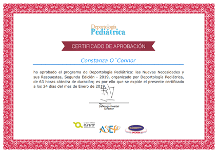 Certificado Final de Aprobación de Deportología Pediátrica