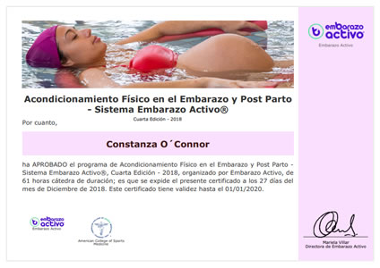 Certificado de Acondicionamiento Físico en el Embarazo y Post Parto