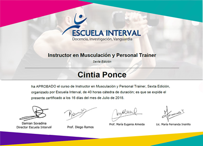Instructor en Musculación y Personal Trainer