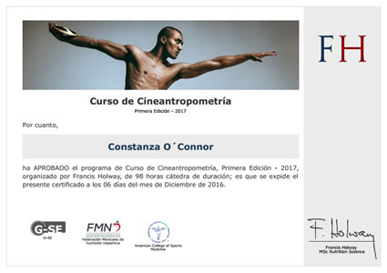 Certificado de Curso de Cineantropometría