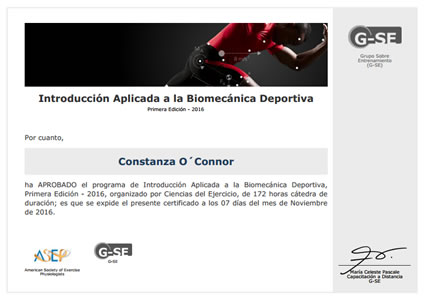 Certificado Final de Aprobación en Introducción Aplicada a la Biomecánica Deportiva