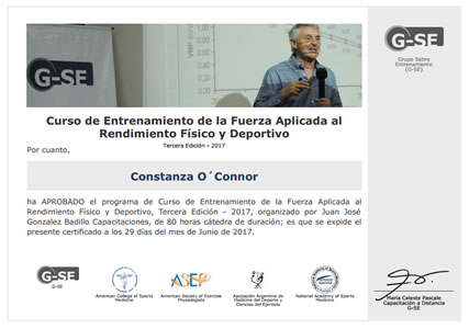 Certificado de Aprobación de Entrenamiento de la Fuerza