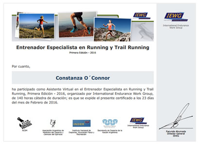 Certificado Final de Aprobación de Valoración de la Performance en el Running