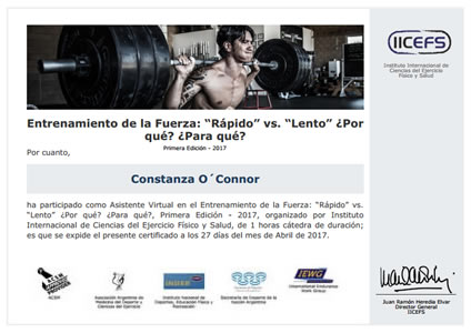 Certificado de Entrenamiento de la Fuerza