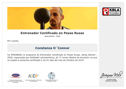 Entrenador Certificado en Kettlebell - Certificado de Aprobación
