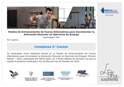 Certificado Final de Asistencia de Entrenamiento de Fuerza Alternativos