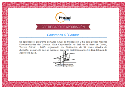 Certificado Final de Aprobación del Curso de Entrenamiento en Poblaciones Especiales