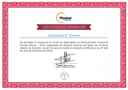 Certificado Final de Aprobación del Curso de Especialista en Entrenamiento Funcional