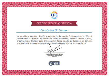 Certificado Final de Asistencia