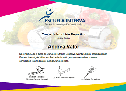 Certificado de Nutrición Deportiva