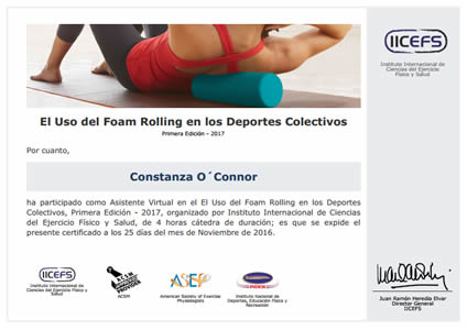Certificado de Foam Rolling en los Deportes Colectivos