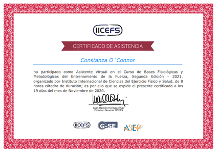Certificado Final de Aprobación - Programación, Control y Evaluación del Entrenamiento de la Fuerza