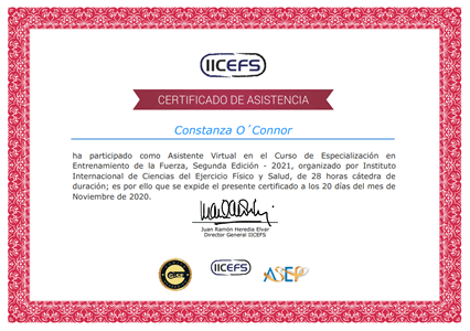 Certificado Final de Aprobación - Especialización en Entrenamiento de la Fuerza