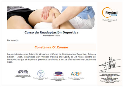 Certificado de Asistencia de Readaptación Deportiva