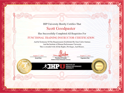 Certificación de Instructor Funcional IHP Certificado