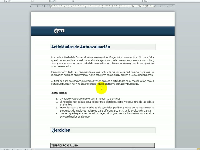 Actividades de Autoevaluación