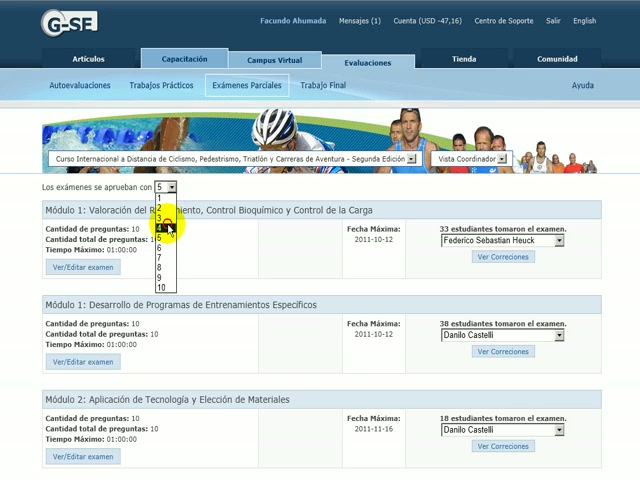 Manejo de Exámenes Parciales